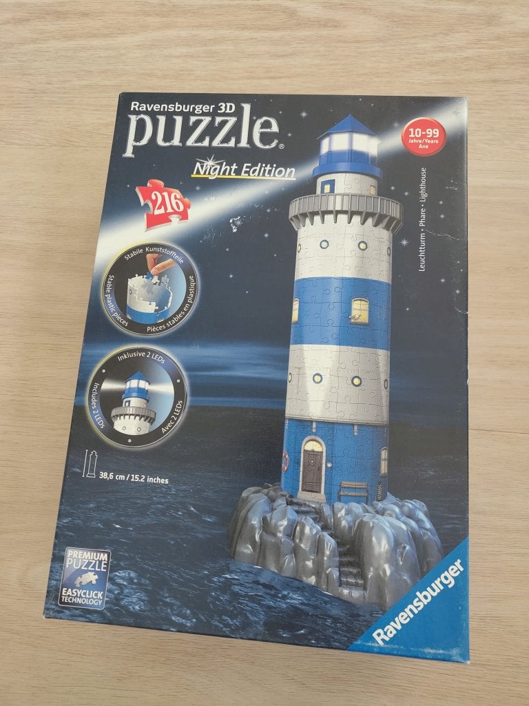 3D Ravensburger vuurtoren puzzel night edition, Ophalen, Minder dan 500 stukjes, Gebruikt, Rubik's of 3D-puzzel