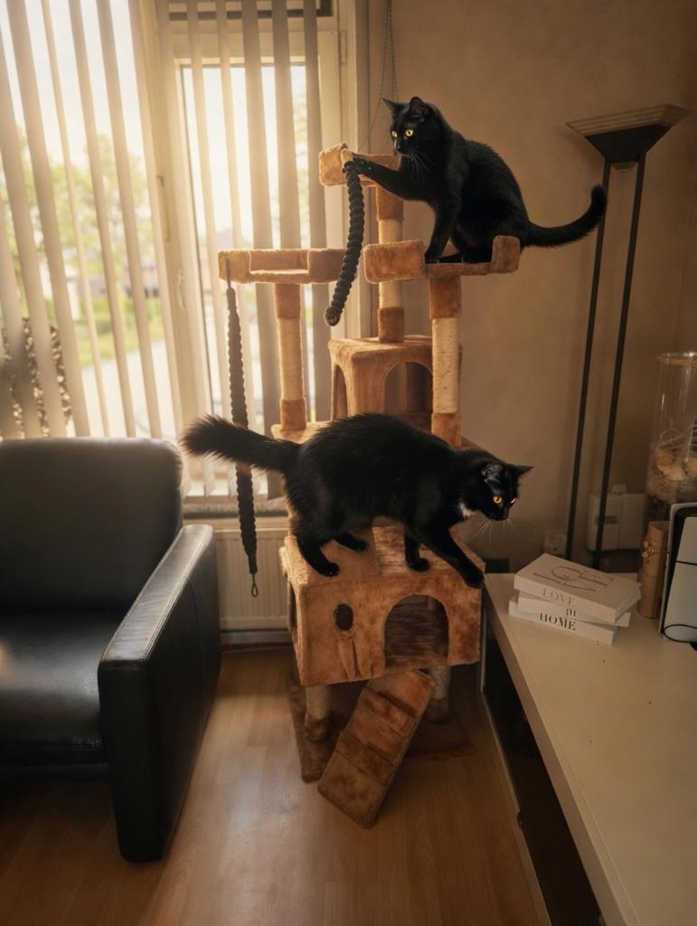 2 zwarte poezen zoeken een warm thuis., Poes