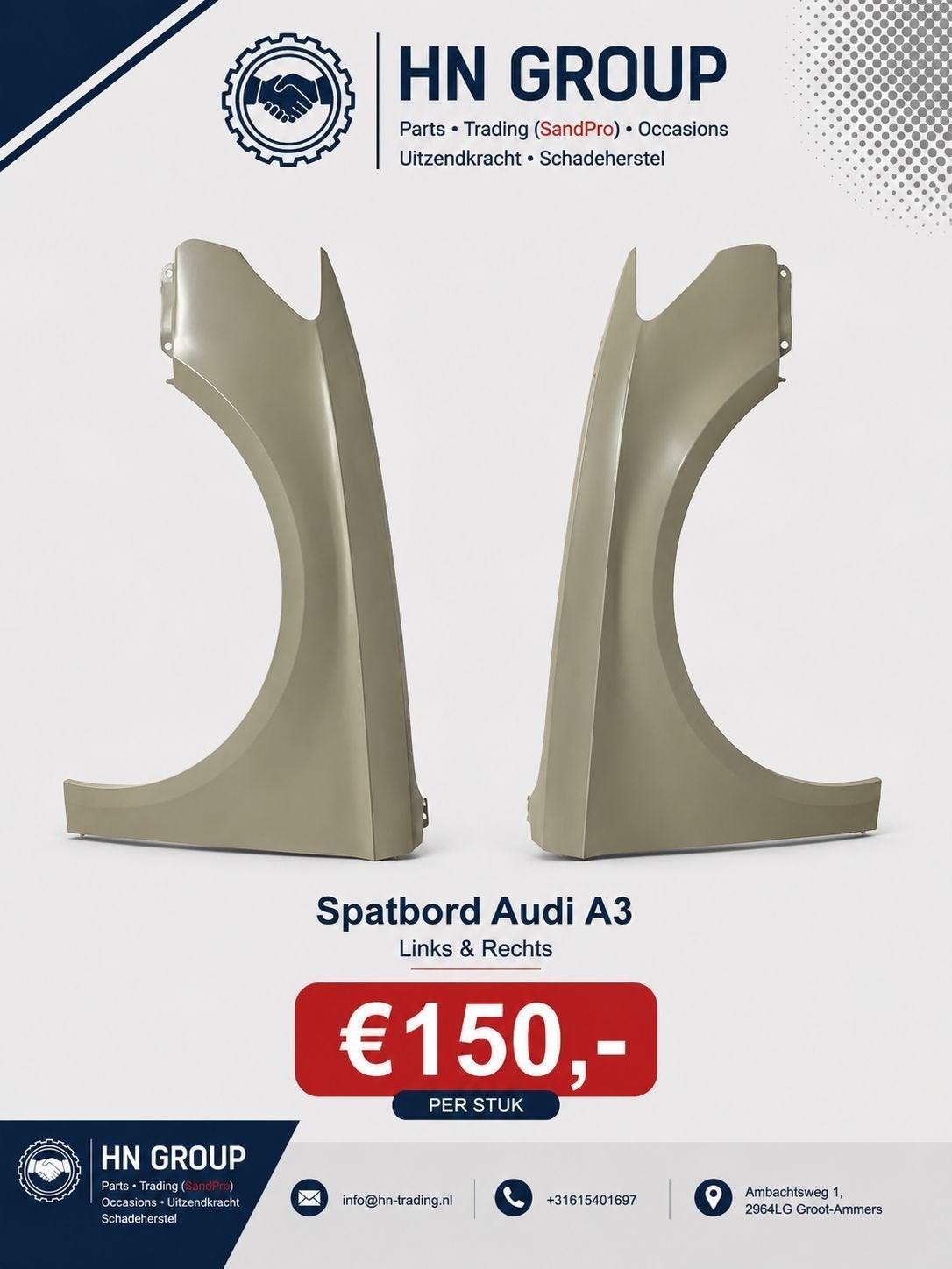 Spatbord Audi A3, -, -, Nieuw, Spatbord