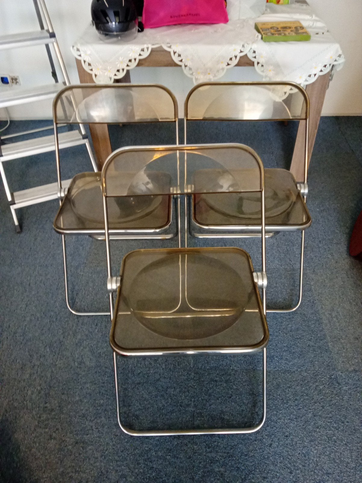 4 Plia Castelli klapstoelen, design, vintage, stoel, Huis en Inrichting, Stoelen, Ophalen, Gebruikt, Eén