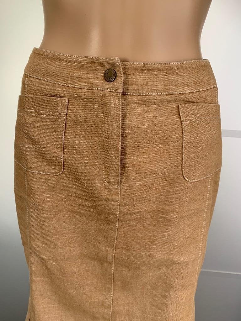 E486 Alain Manoukian: maat 34=XS linnen rok beige, Beige, Alain Manoukian, Ophalen of Verzenden, Zo goed als nieuw