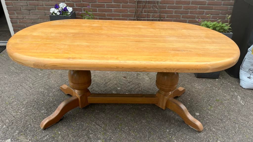 Licht eiken eettafel, Ophalen, Gebruikt, 50 tot 100 cm, 150 tot 200 cm