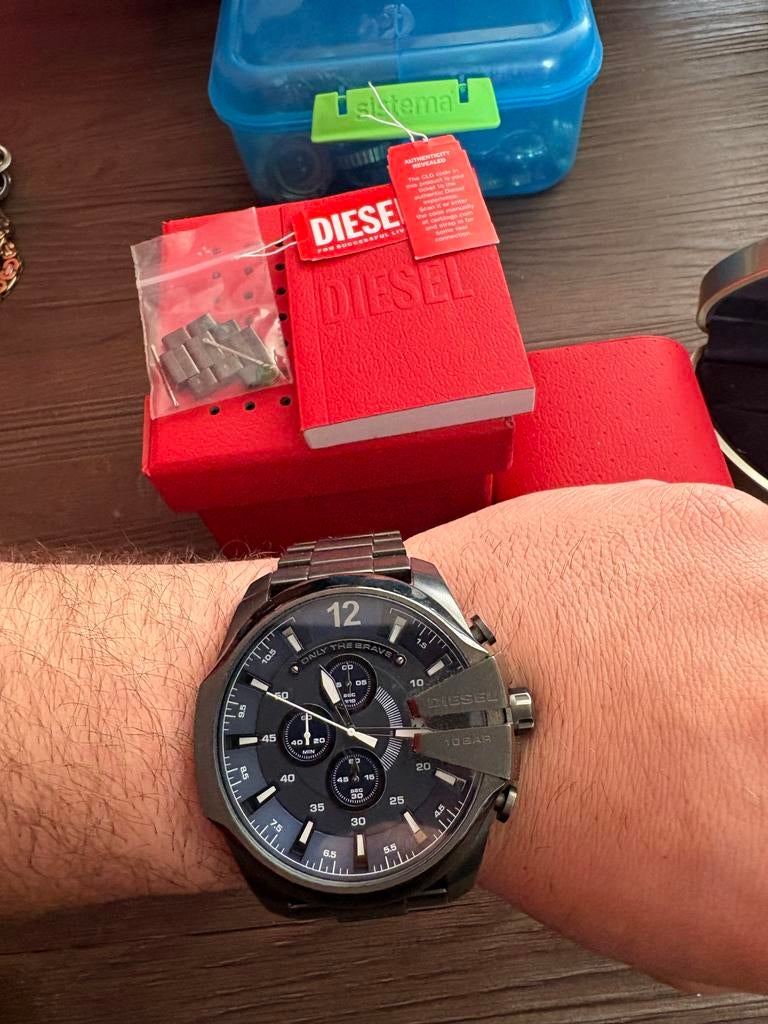 Diesel horloge 55mm, Sieraden, Tassen en Uiterlijk, Horloges | Heren, Staal, Staal, Polshorloge, Zo goed als nieuw