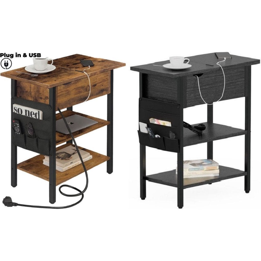 Bijzettafel met Stopcontact & USB-60x40x45 cm-2 Kleur