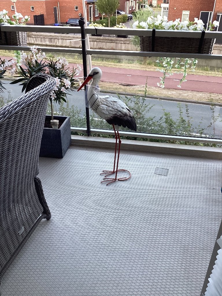 Tuinbeelden gans en ooievaar, Ophalen, Nieuw, Metaal, Dierenbeeld