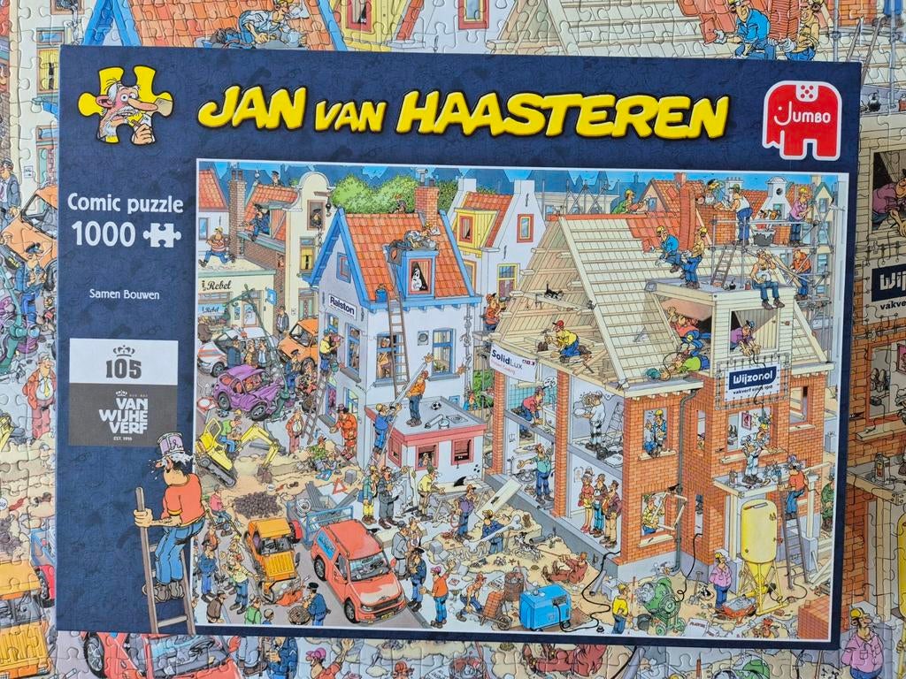 Jan van Haasteren, Samen bouwen, 105 jaar van Wijhe verf., Ophalen of Verzenden, 500 t/m 1500 stukjes