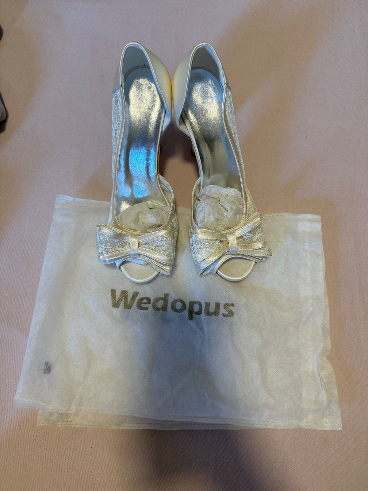 Zo goed als nieuwe Wedopus bruidsschoenen maat 38, Ophalen, Zo goed als nieuw, Wit, Schoenen met hoge hakken