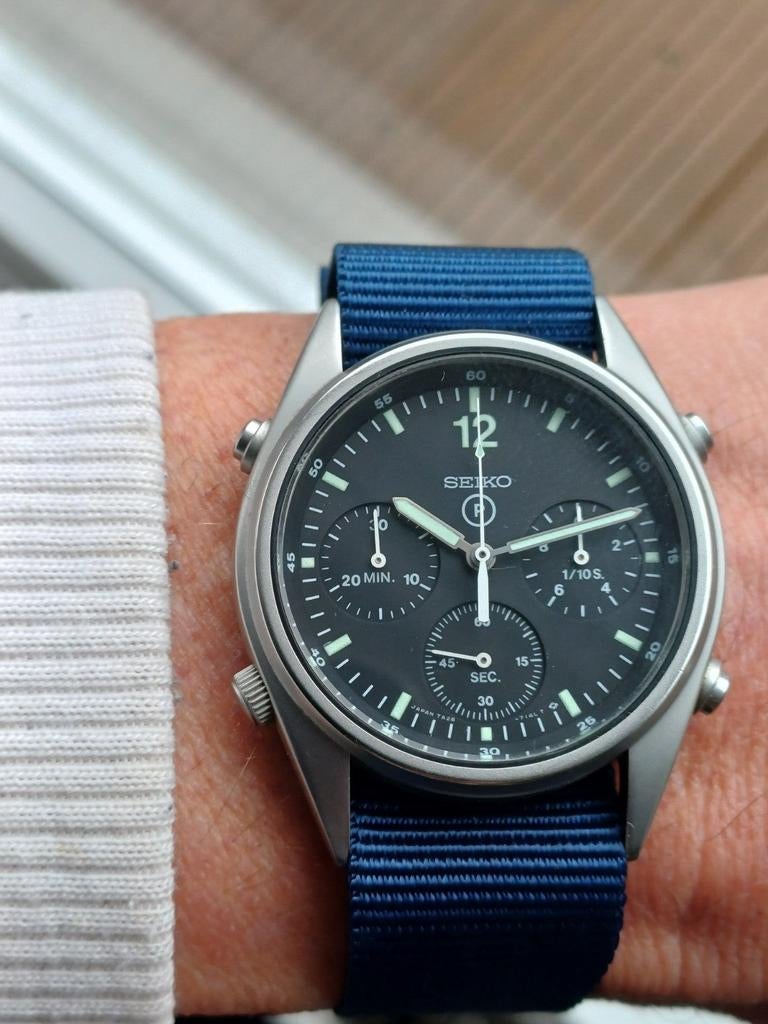 Seiko RAF Gen 1 Chronograaf Militair Horloge, Seiko, Gebruikt, Staal, Polshorloge
