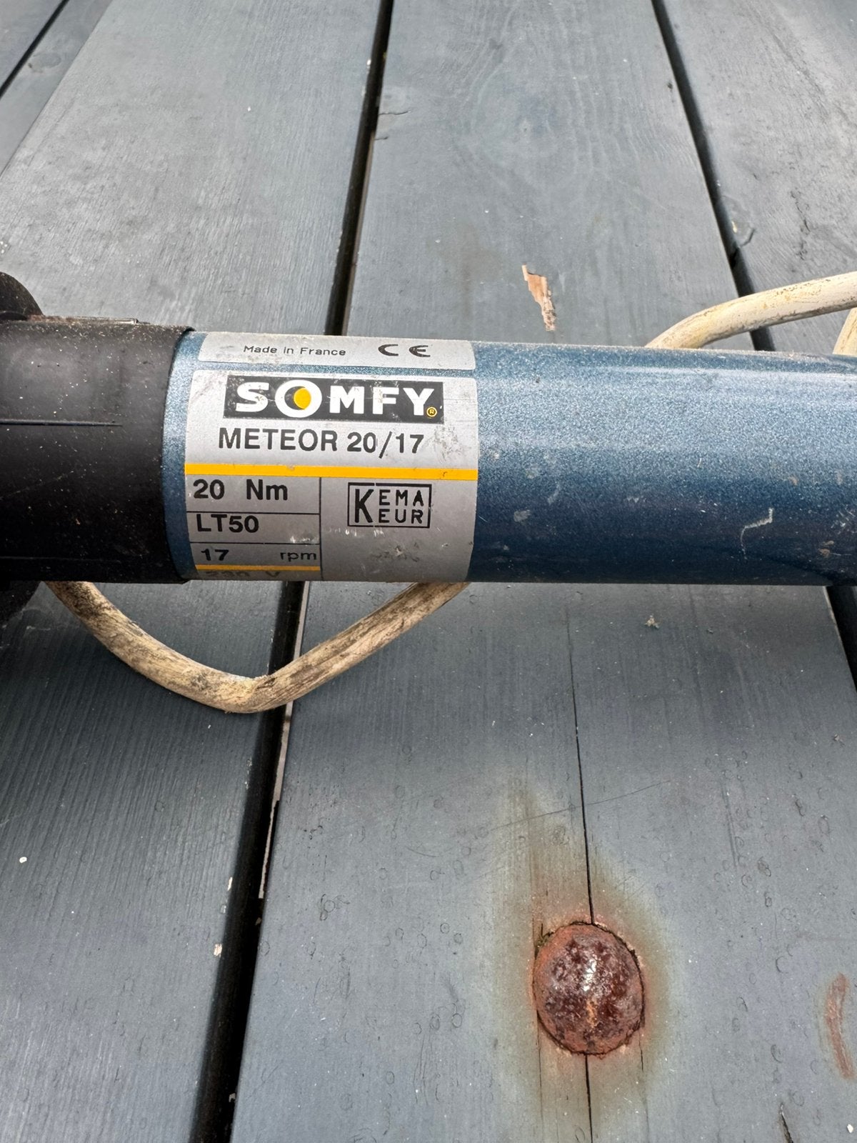 Te koop: Somfy Meteor 20/17 buismotor – 230V, Doe-het-zelf en Verbouw, Rolluiken, Ophalen, Wit, Minder dan 100 cm