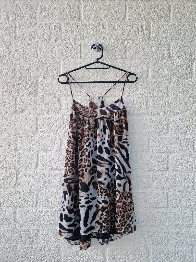 Vila top panterprint maat L trendy look, Maat 38/40 (M), Bruin, Ophalen of Verzenden, Korte mouw