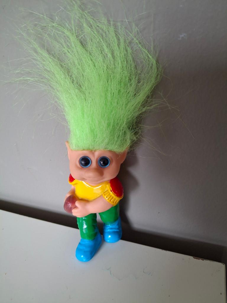 Vintage Troll Doll met Groen Haar - Zeldzaam! Rugbybal, Ophalen of Verzenden, Gebruikt, Jongen of Meisje