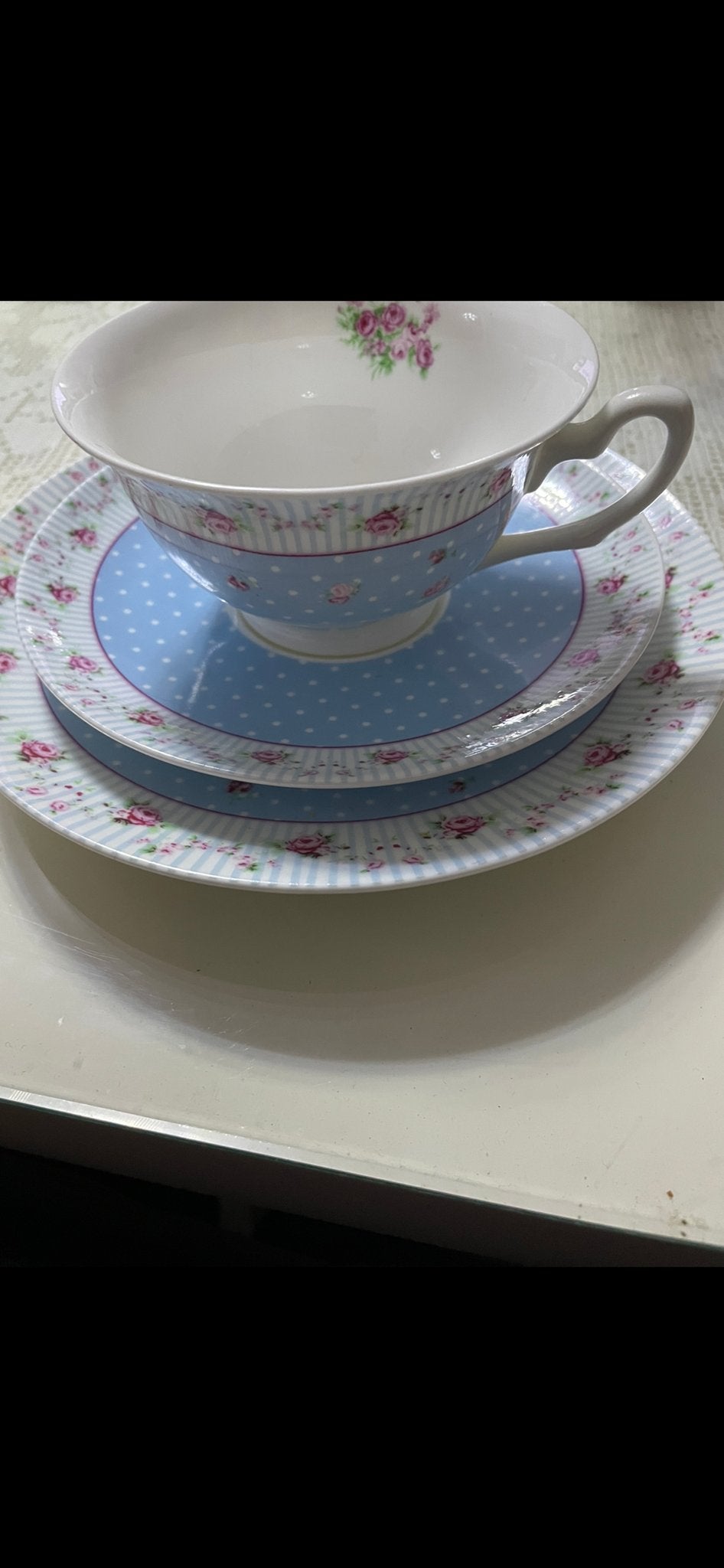 Easy Life theeservies met rozen en stippen, Overige merken, Vintage, Ophalen of Verzenden, Zo goed als nieuw