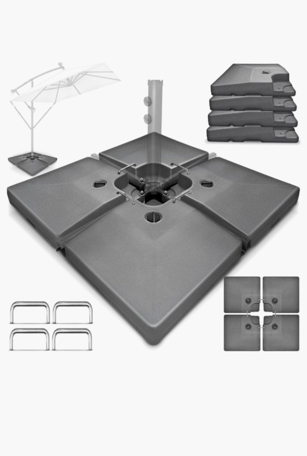 Parasol kunstof tegels vulbaar, Ophalen of Verzenden, Nieuw, Minder dan 1 meter, Parasolvoet