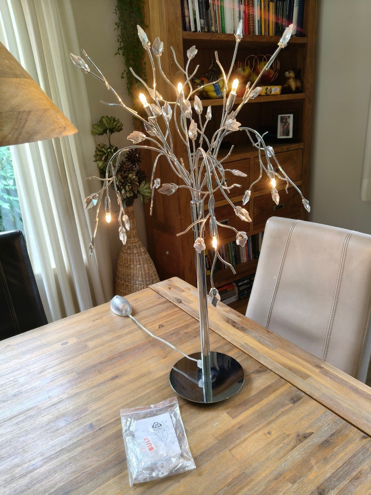 Sfeerlamp met glazen blaadjes - Zilverkleurig, Overige merken, Gebruikt, Overige fittingen, Zilver