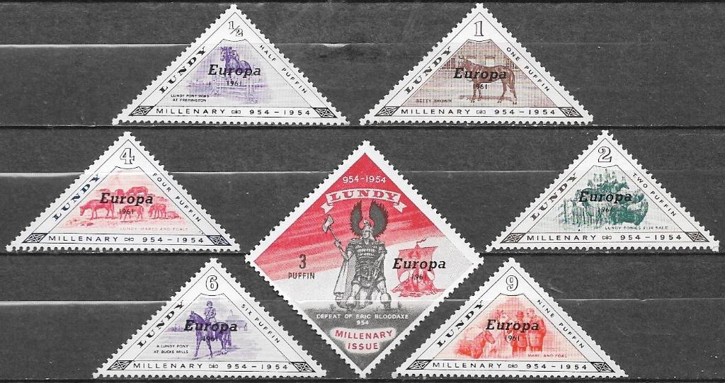 GB. LUNDY serie Racepaarden (Millenary Horses) 1961, Postzegels en Munten, Verzenden, Postfris