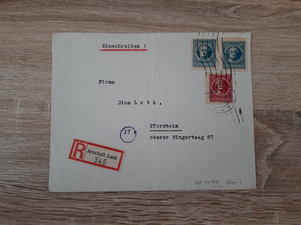Duitsland - Thuringen brief, Postzegels en Munten, Verzenden, Overige periodes, Gestempeld