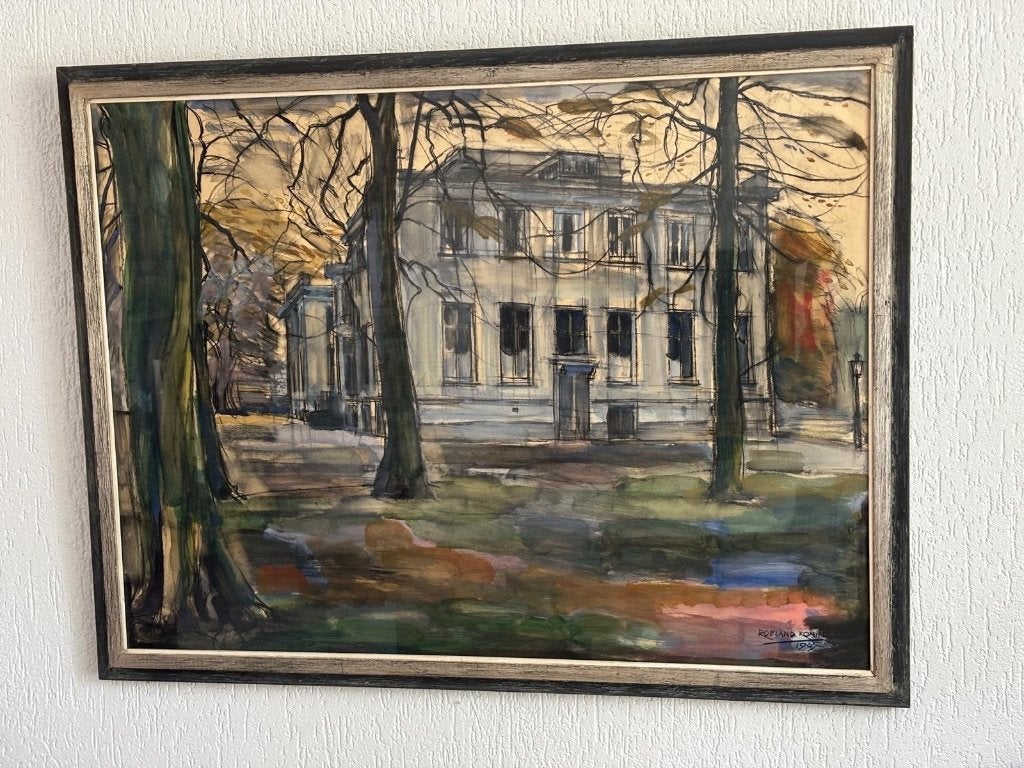 Schilderij Roeland Koning (1965) Raadhuis van Wassenaar, Ophalen, Overig onderwerp, Achter glas, Overige materialen