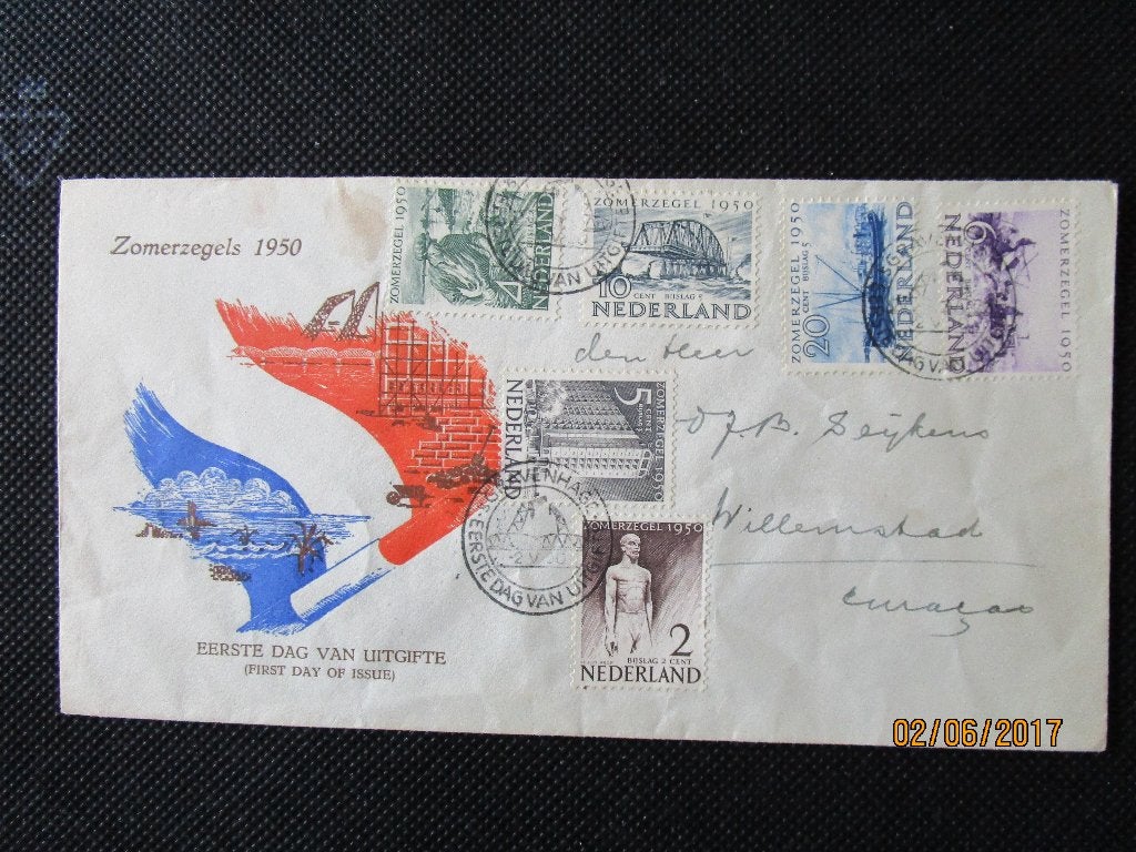 nederland fdc e 1    gesloten klep      250,-e, Postzegels en Munten, Postzegels | Eerstedagenveloppen, Verzenden, Nederland