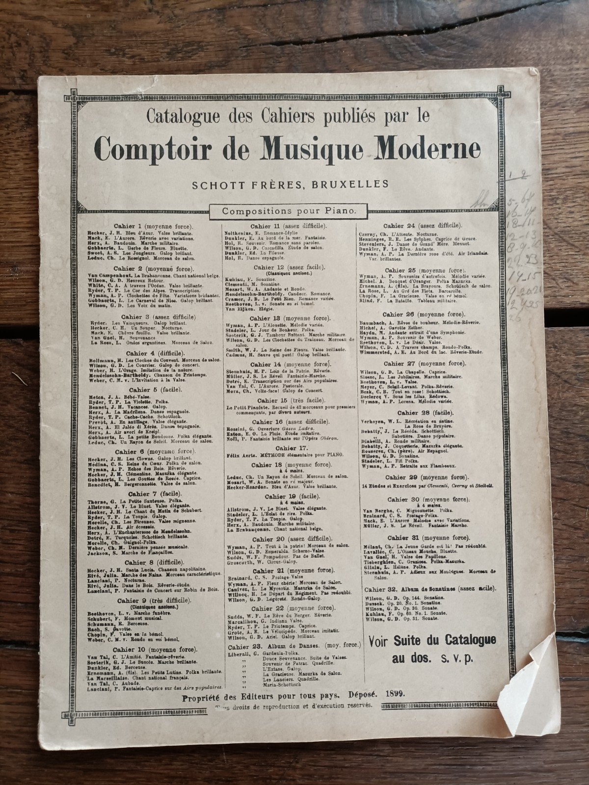 Muziek noten krantje uit Frankrijk uit 1899 brocante antiek, Ophalen of Verzenden