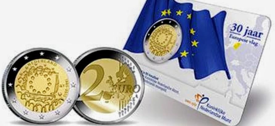 2 Euro Herdenkingsmunt 30 Jaar Europese Vlag, Postzegels en Munten, Munten | Europa | Euromunten, Ophalen of Verzenden, Overige landen