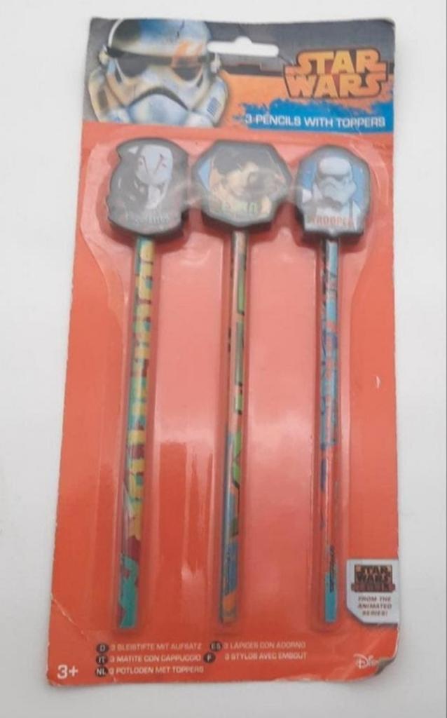Star Wars 3 Potloden + Toppers Inquisitor Ezra Trooper NIEUW, Ophalen of Verzenden, Nieuw, Overige typen