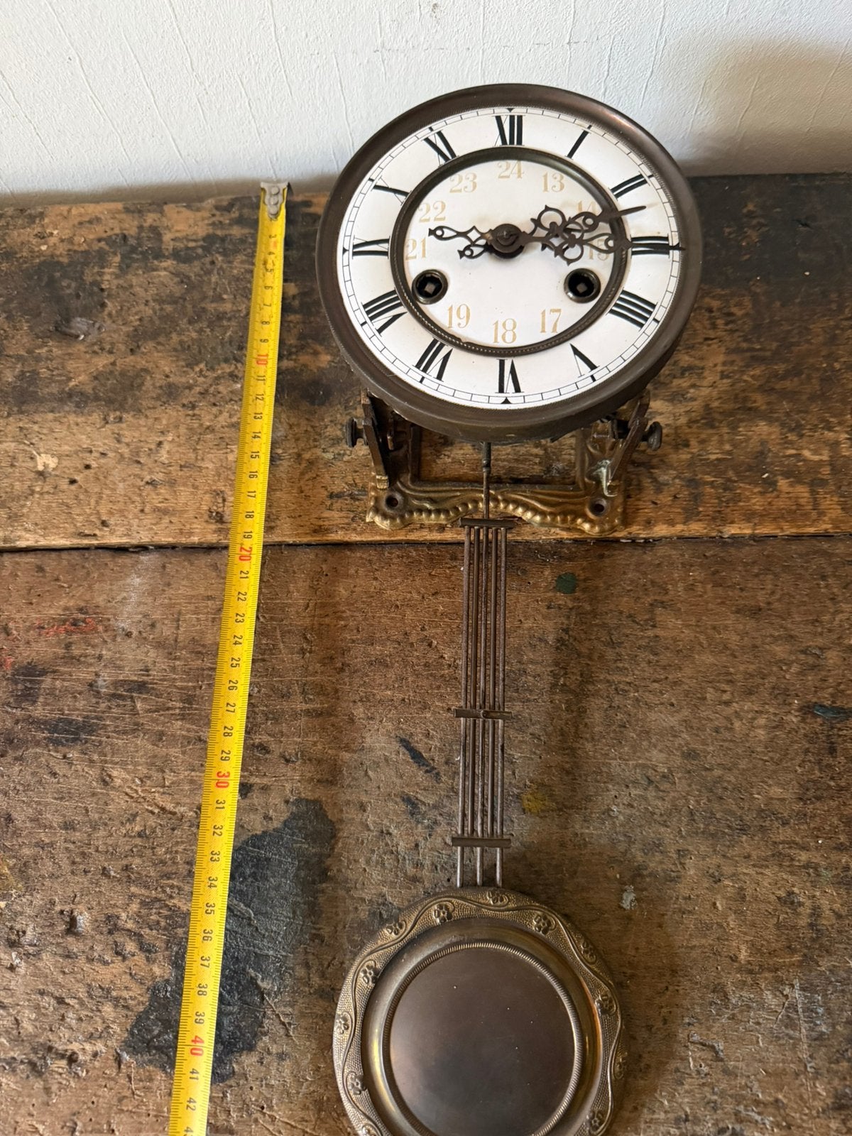 Antiek 24 uurs uurwerk met harpslinger, Antiek en Kunst, Antiek | Klokken, Ophalen of Verzenden