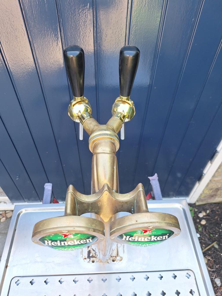 Messing biertap Heineken tapzuil mancave thuisbar bierzuil, Ophalen of Verzenden, Gebruikt, Overige merken