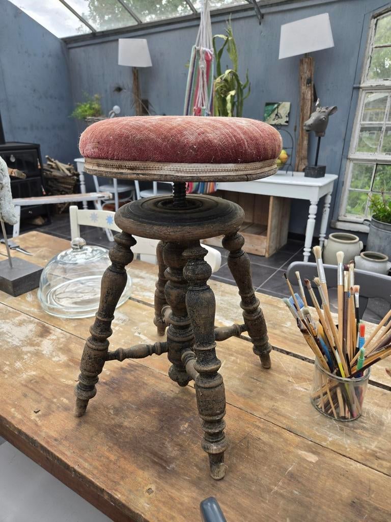 Antieke pianokruk, Huis en Inrichting, Krukjes, Ophalen, Hout