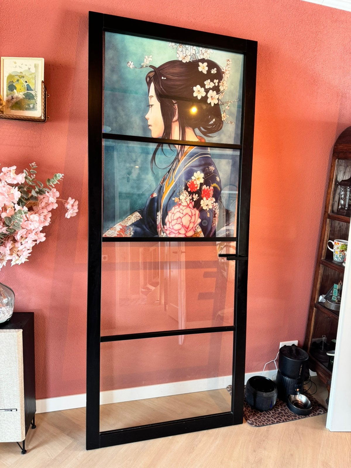 Opdek deur zwart glas 231,5 x 93, Ophalen, 215 cm of meer, Binnendeur, Glas