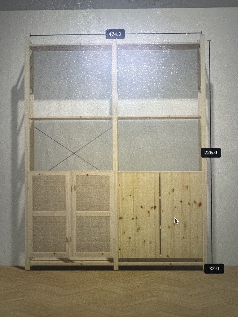 IKEA IVAR stellingkast – grenen + bamboe deuren + mandjes, Ophalen, Gebruikt