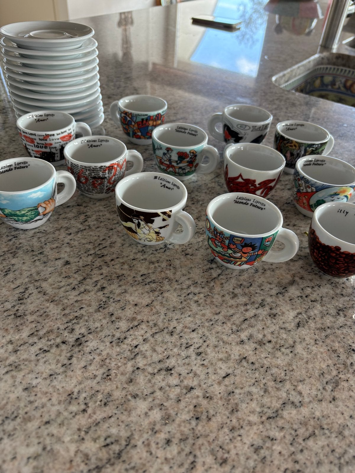Limited Edition Espressokopjes met Schotels - Diverse Design, Huis en Inrichting, Overige merken, Ophalen of Verzenden, Zo goed als nieuw