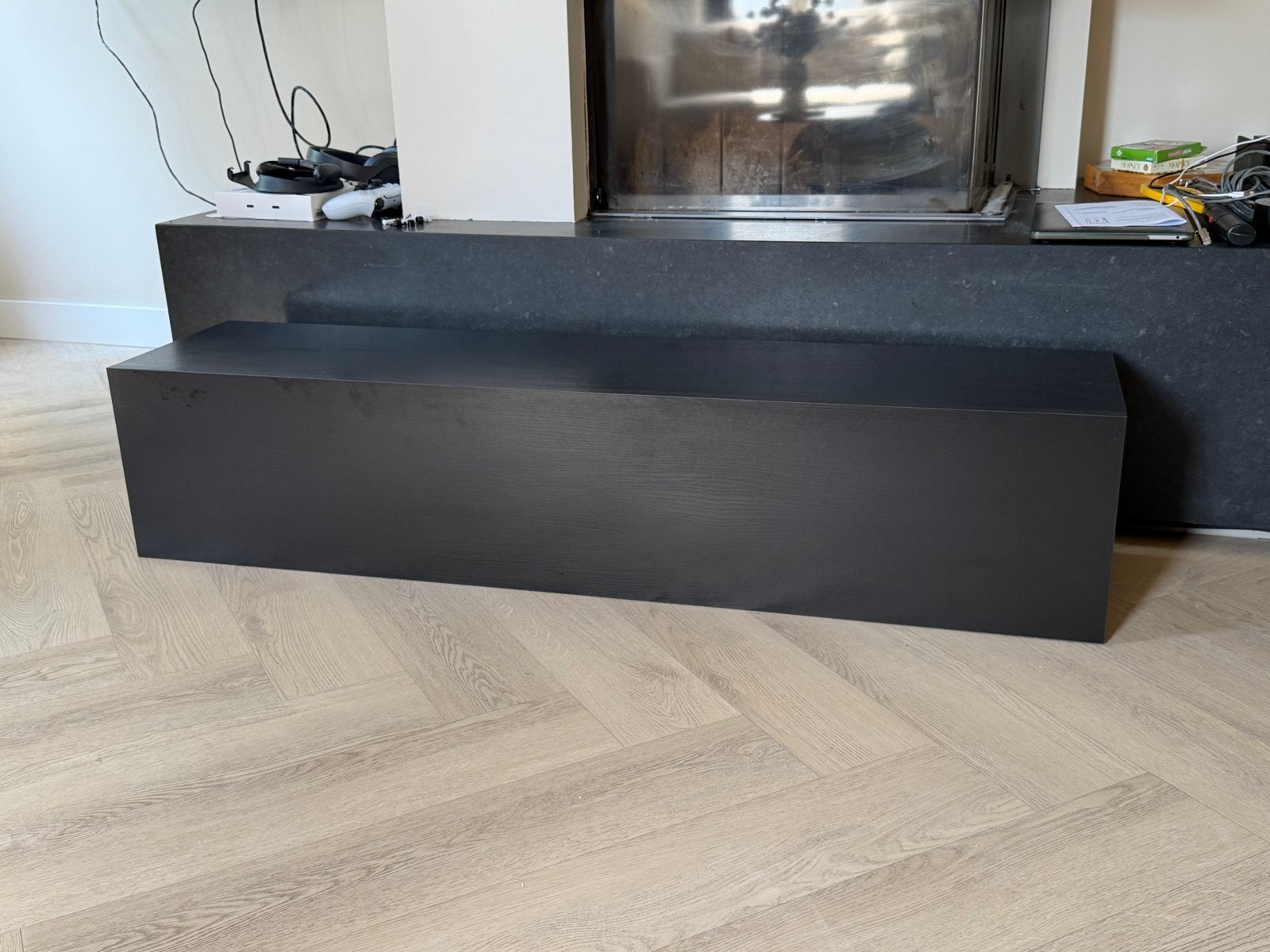 2x TV-meubel mat zwart 160 cm, Ophalen, Overige materialen, Gebruikt, 150 tot 200 cm