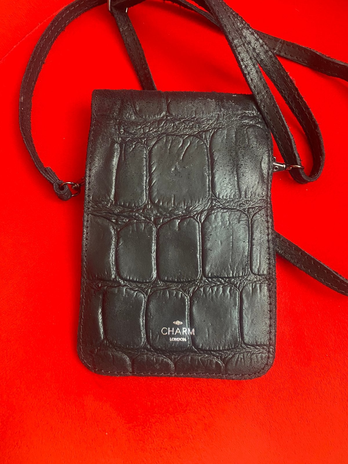 Charm London telefoontasje  zwart , leren tas, Ophalen of Verzenden, Zo goed als nieuw, Zwart