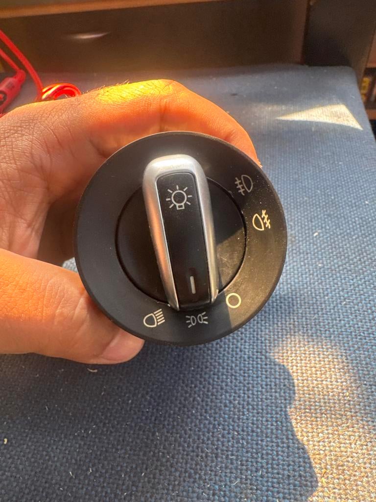 VW Koplamp Schakelaar Chroom - Touran, Passat, T5, Polo, Gol, Ophalen, Nieuw, Volkswagen