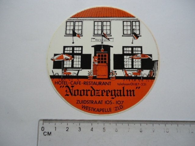 sticker oud Westkapelle HOTEL Noordzeegalm veere zeeland, Verzenden, Zo goed als nieuw, Bedrijf of Vereniging