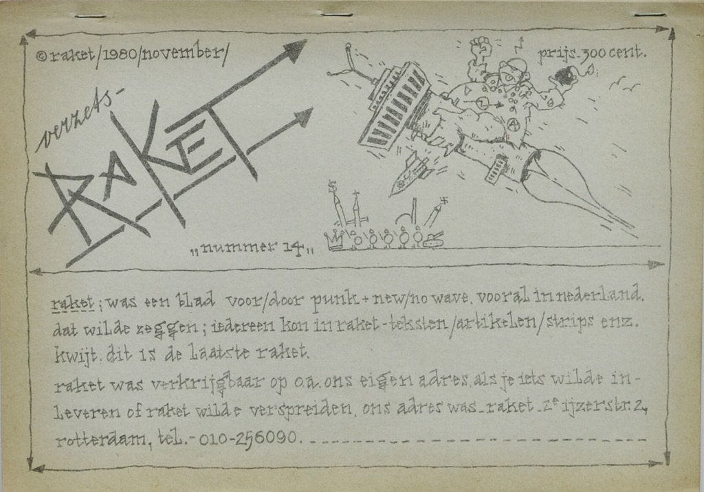 Raket no. 14 (1980) Rotterdam Dutch punk fanzine, Verzenden, Gelezen, Overige typen