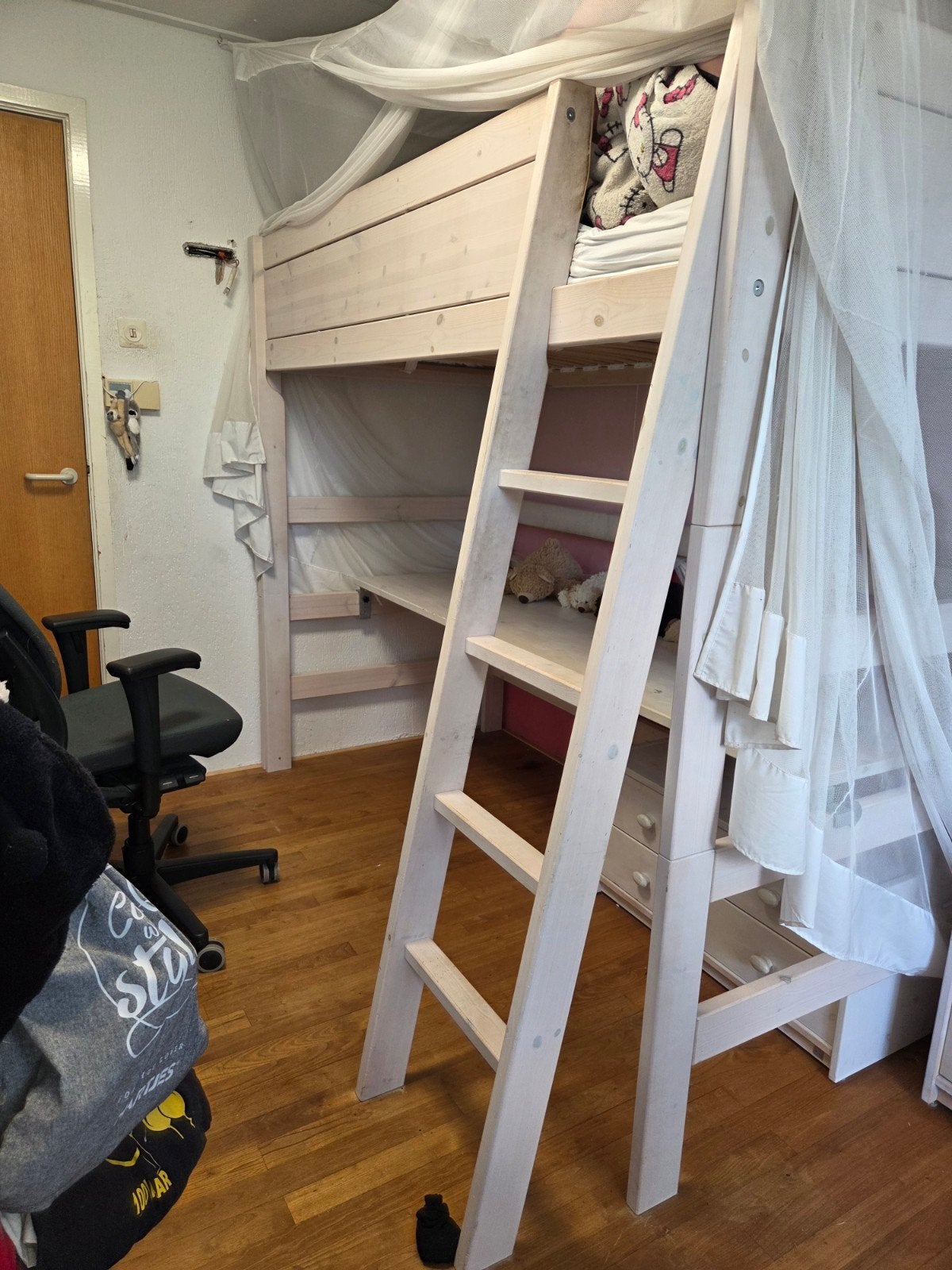 Lifetime hoogslaper, bureau, kledingkast, kastjes + extra's, Ophalen, Gebruikt, Eenpersoons, 200 cm