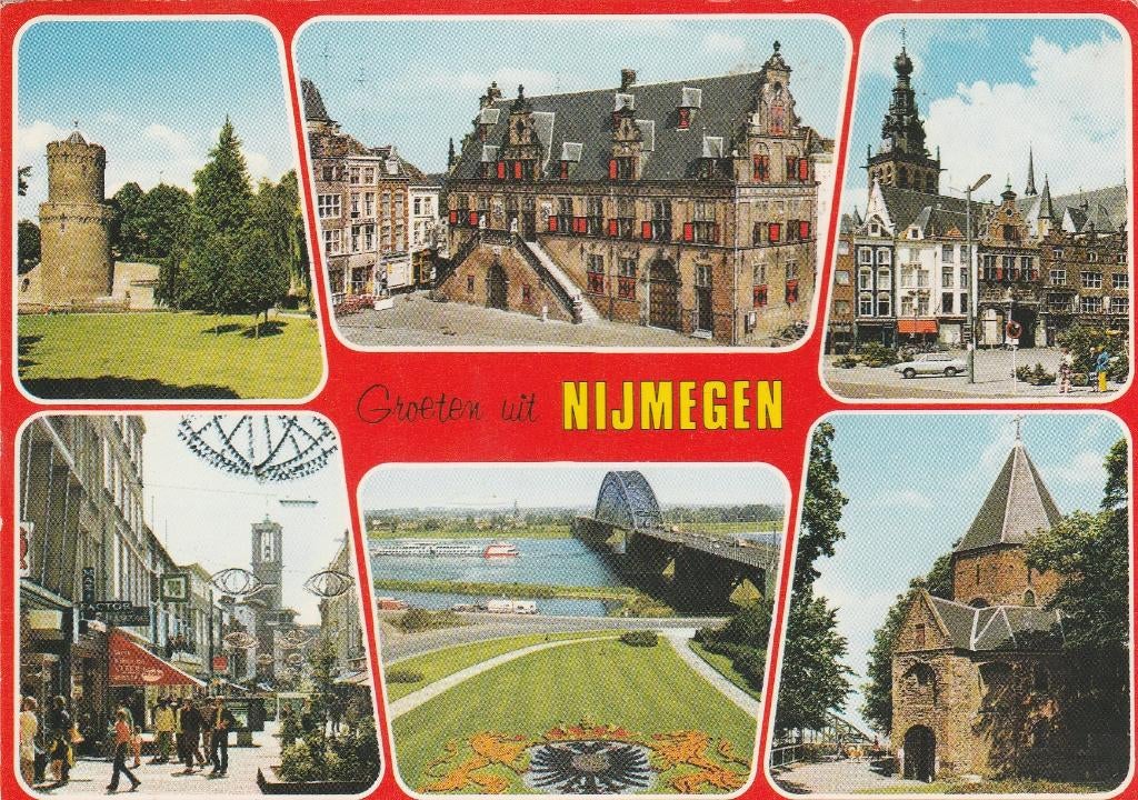 NIJMEGEN Toren Centrum Waag Brug Markt Kapel Groeten, Verzenden, 1960 tot 1980, Gelopen, Gelderland