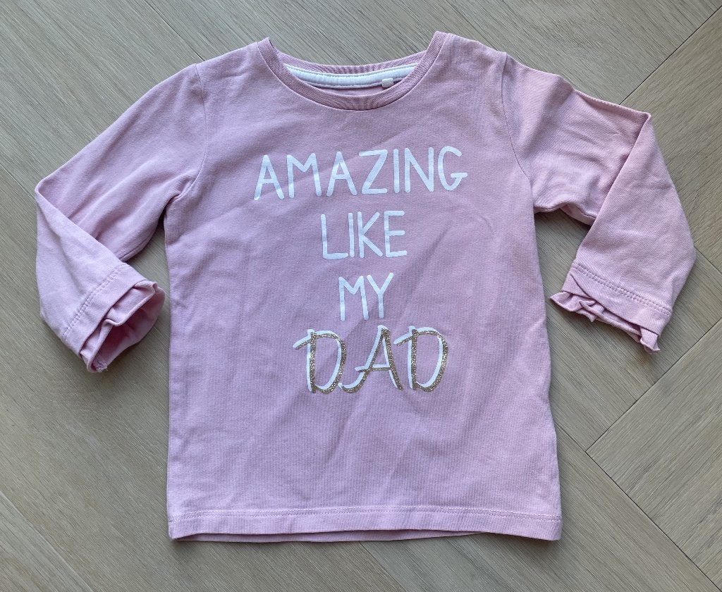 Name it longsleeve 'Amazing like my Dad' roze - maat 80, Kinderen en Baby's, Babykleding | Maat 80, Meisje, Ophalen of Verzenden