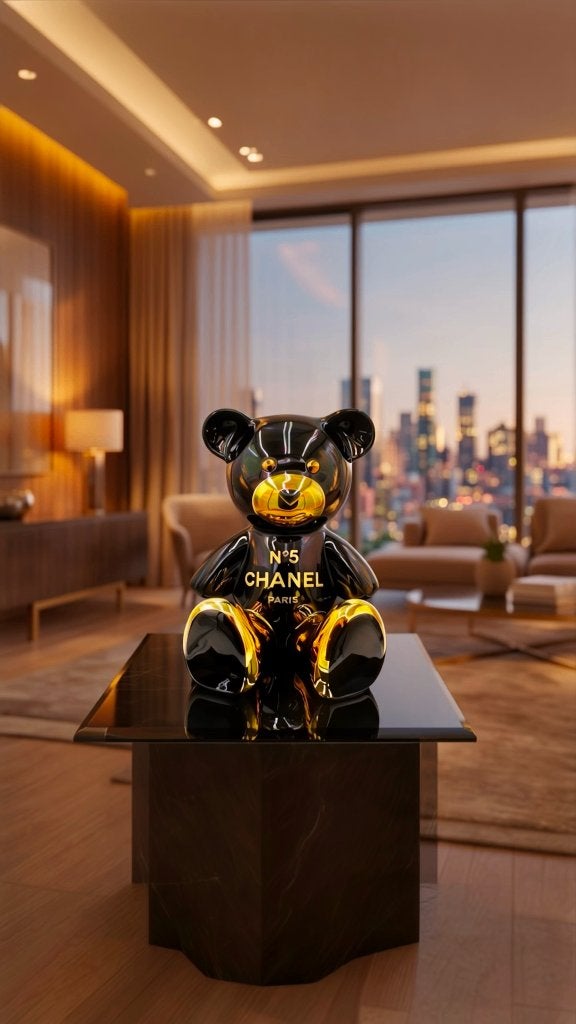 Naor - Teddy Black Gold, Antiek en Kunst, Handgemaakt, Zwart, Beeld, Ophalen of Verzenden