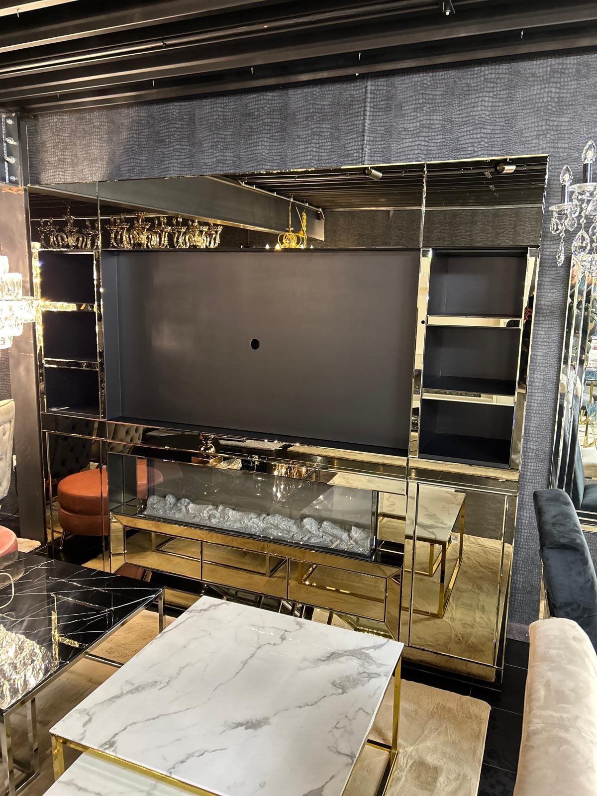 Tv meubel cinewall sfeerhaard NEW eric kuster style meubels, Huis en Inrichting, Ophalen, 200 cm of meer, Glas, Nieuw