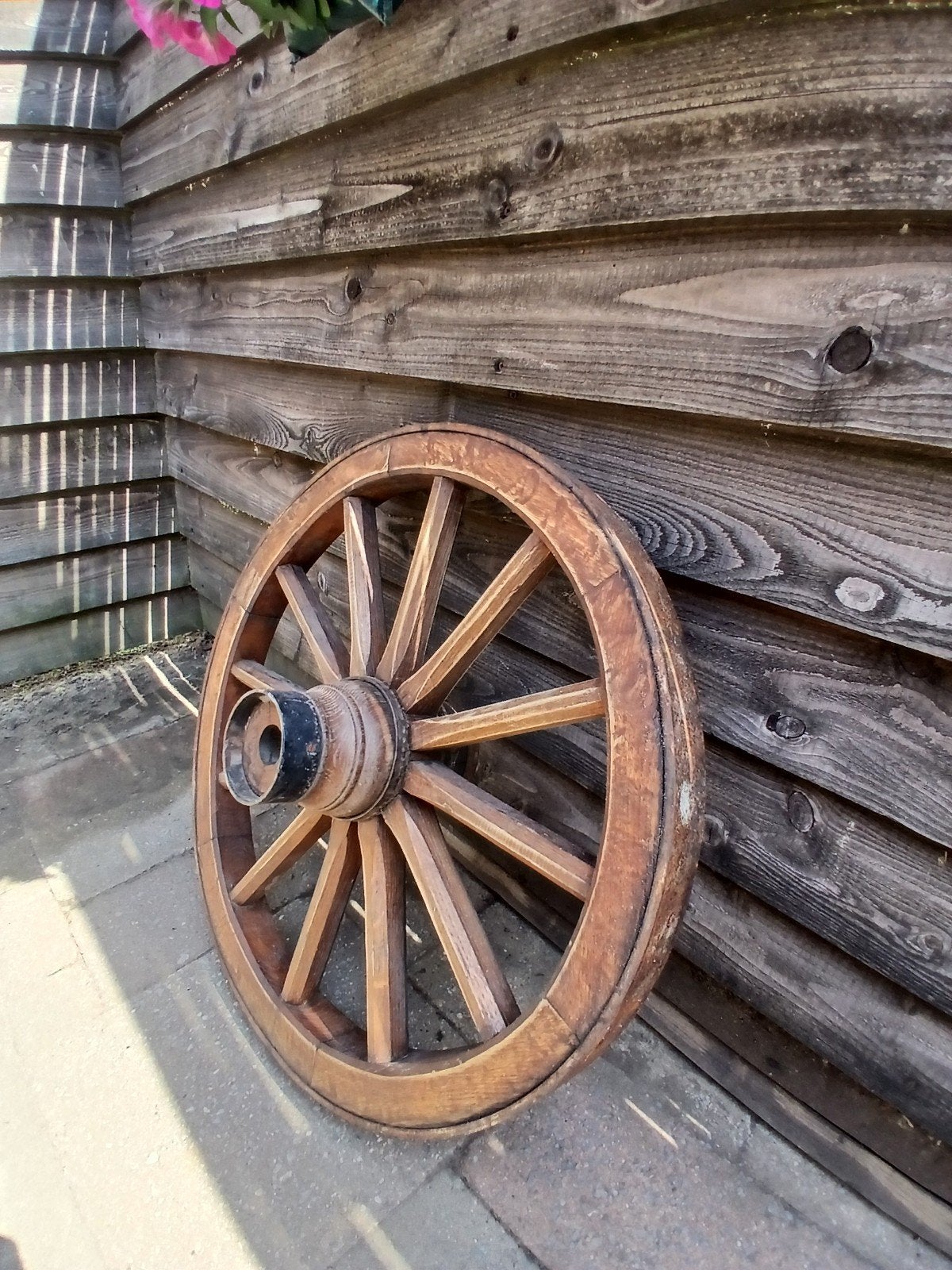 Decoratief houten wagenwiel - Antiek look, Ophalen of Verzenden