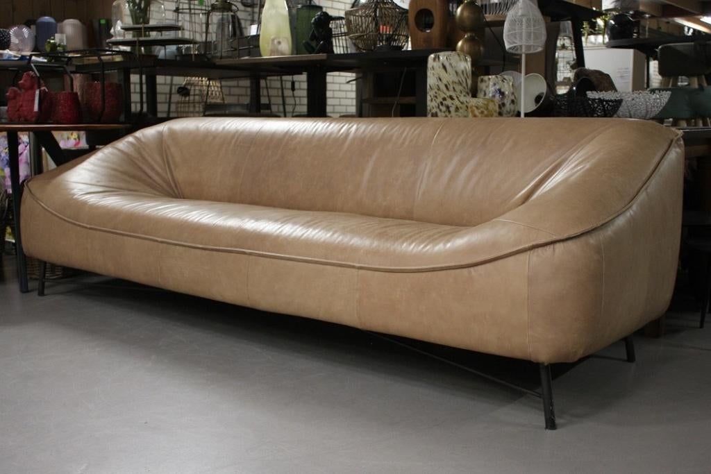 Gave bank GLOBE Jess Design metaal echt leer naturel vintage