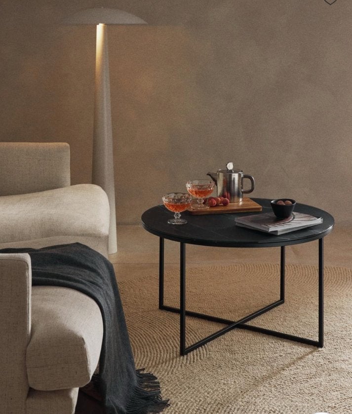 Westwing salontafel zwart marmerlook, Ø 80cm, Nieuwstaat, Ophalen, Zo goed als nieuw, 50 tot 100 cm, Minder dan 50 cm