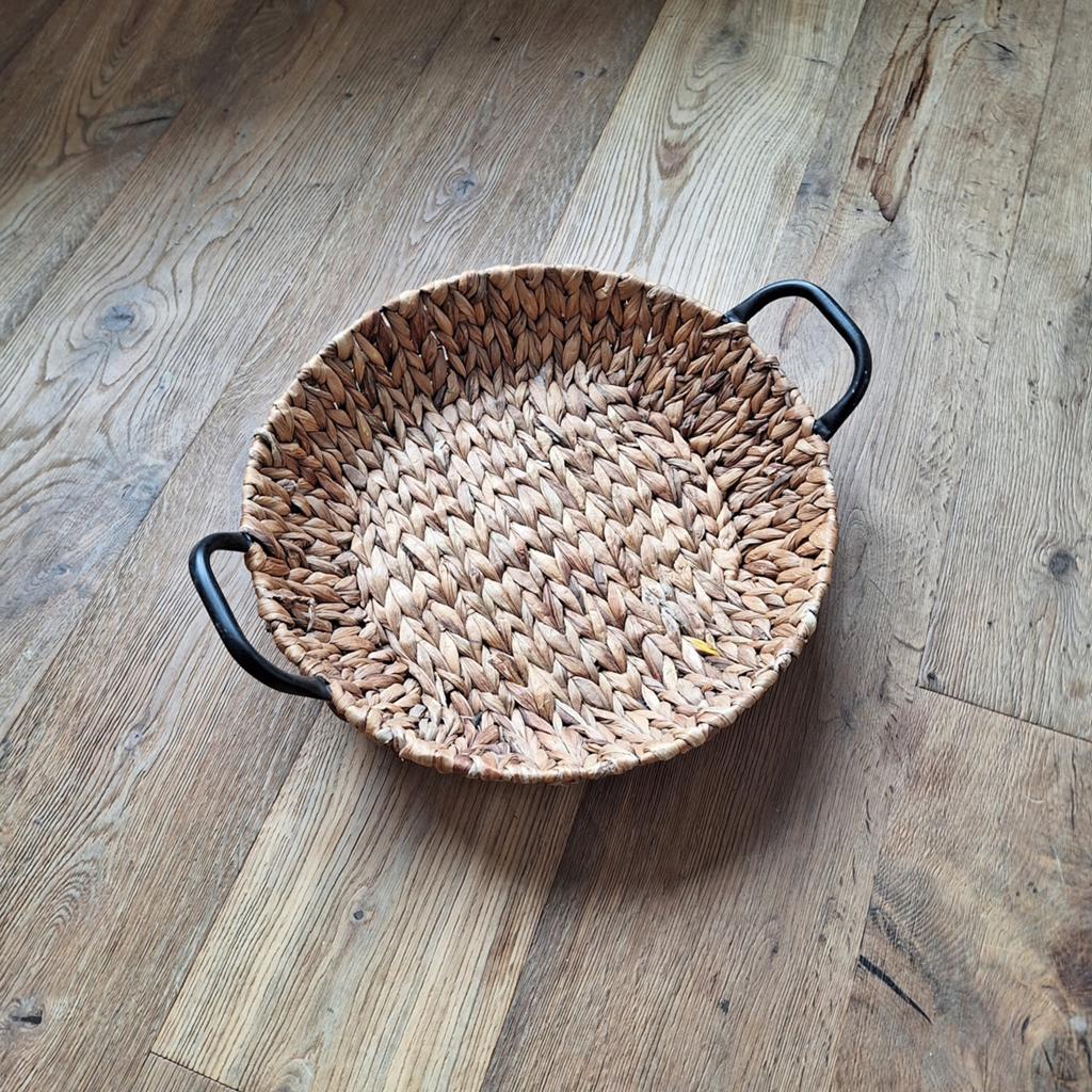 Ronde rieten mand met handvatten - 40 cm diameter, Gebruikt, Mand, Rond, Ophalen of Verzenden