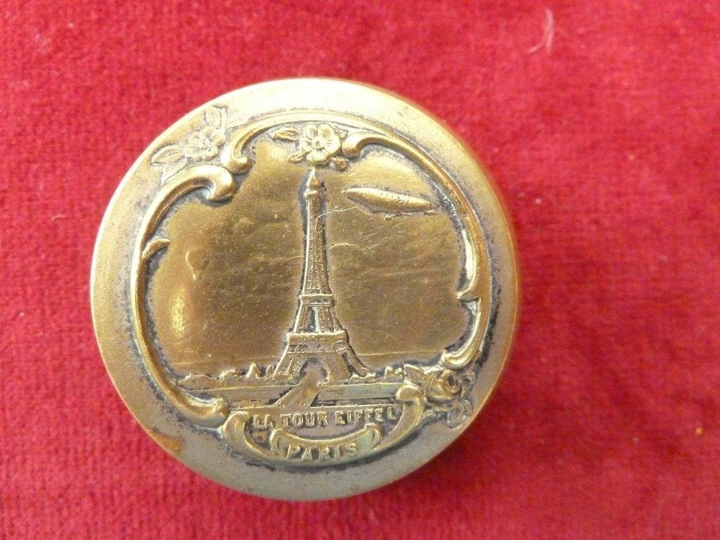 Antiek koper souvenir poederdoosje Eiffeltoren, Antiek en Kunst, Ophalen of Verzenden, Koper
