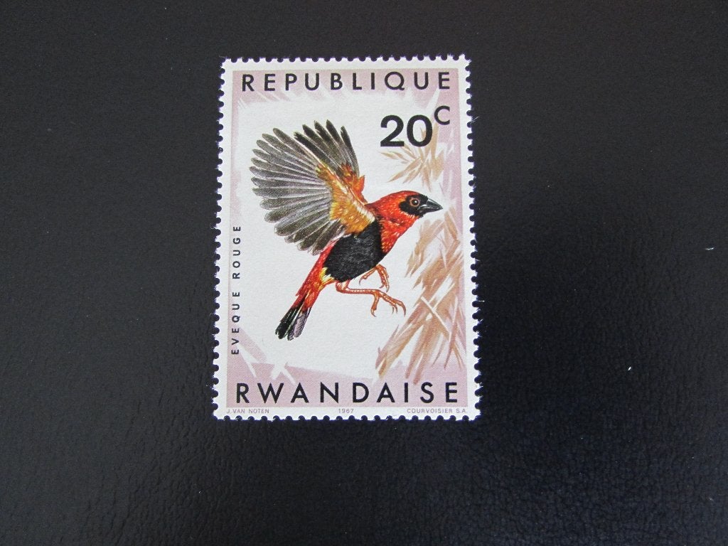 Postzegel Vogel: Rode Wever uit Rwanda, Ophalen of Verzenden, Postfris, Dier of Natuur