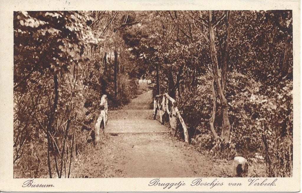 Bussum (N.H.) Bruggetje Boschjes van Verbeek. Nauta A 1930, Ophalen of Verzenden, 1920 tot 1940, Ongelopen, Noord-Holland