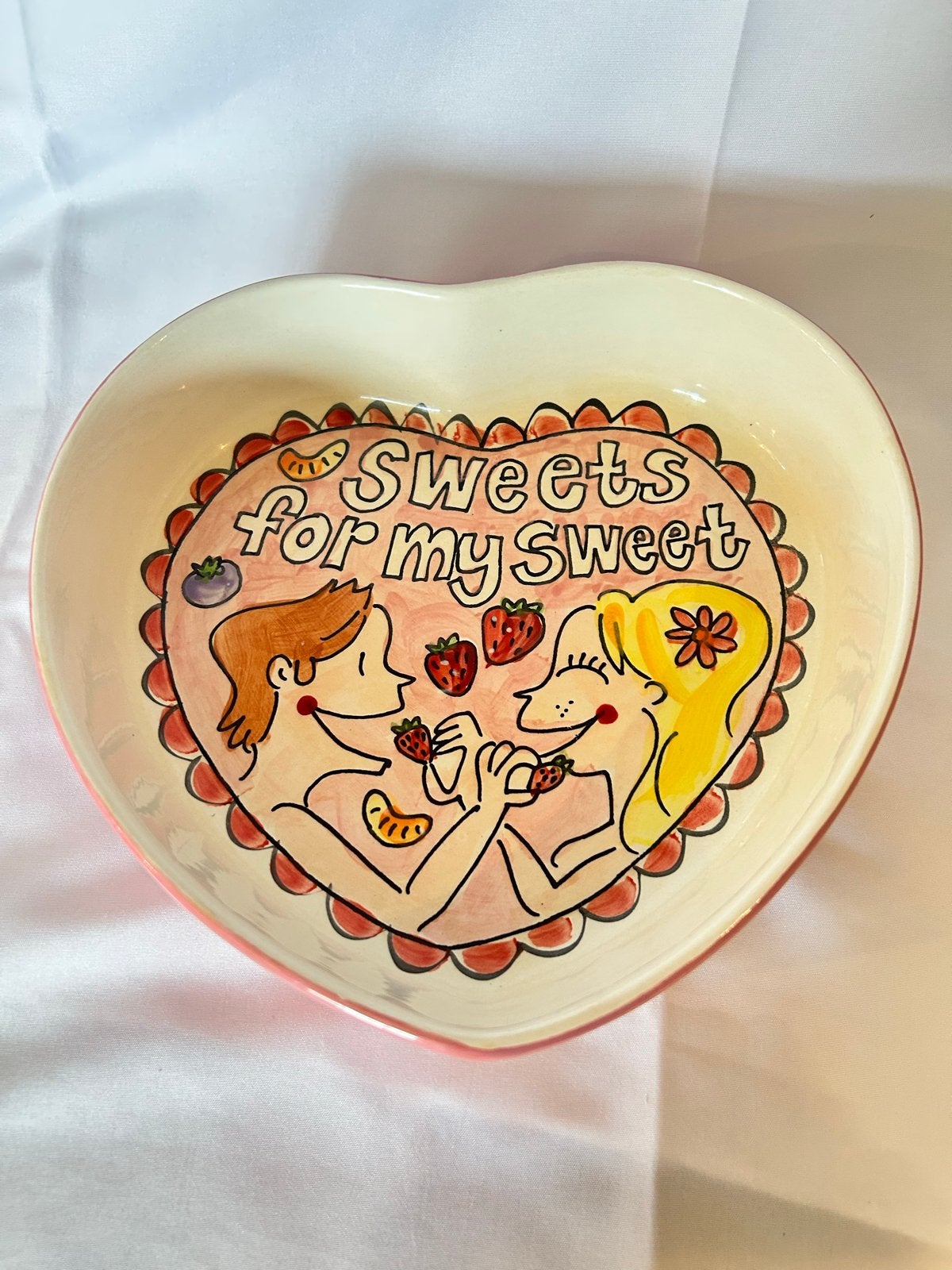 Blond Amsterdam Harten schaal "Sweets for my Sweet", Ophalen, Handbeschilderd, Porselein of Keramiek, Schaal