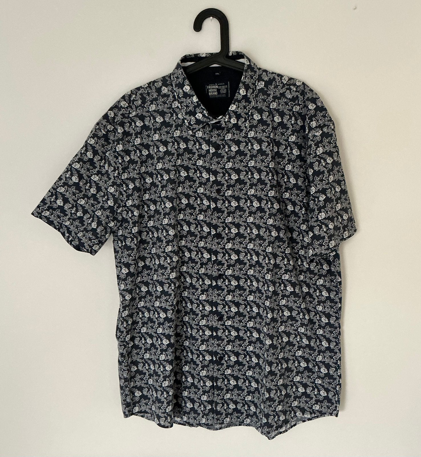 Overhemd korte mouwen, blauw met werkje, xxl, Kleding | Heren, Overhemden, Verzenden, Zo goed als nieuw, Blauw, Overige halswijdtes